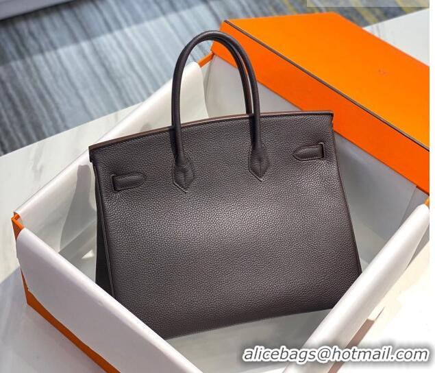 Top Design Hermes Birkin Bag 35cm In Togo Grained Leather H35 Ebony Brown