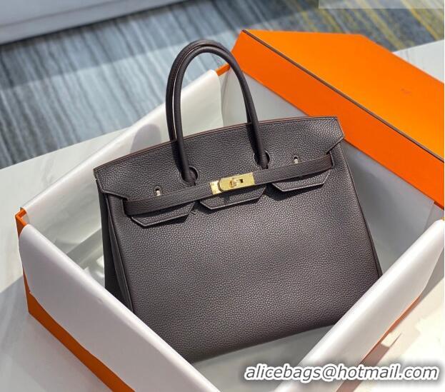 Top Design Hermes Birkin Bag 35cm In Togo Grained Leather H35 Ebony Brown