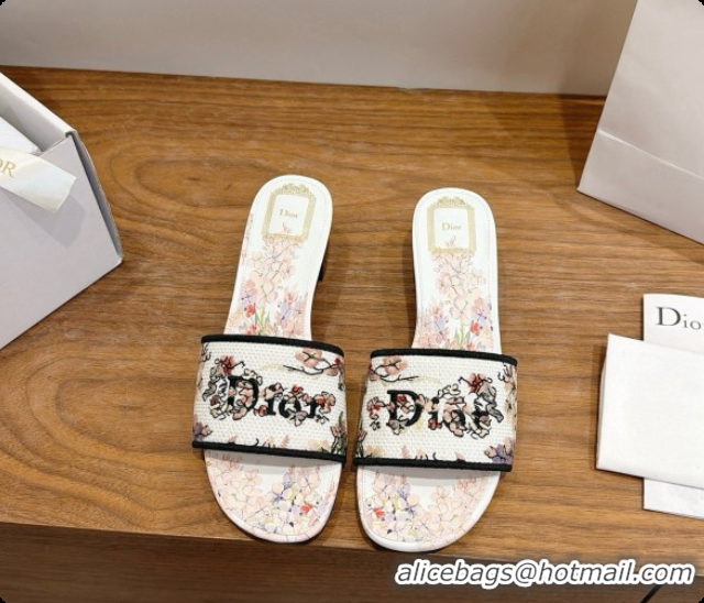 Charming Dior Dway Heeled Slide in Lily Embroidered Cotton D080306 2026