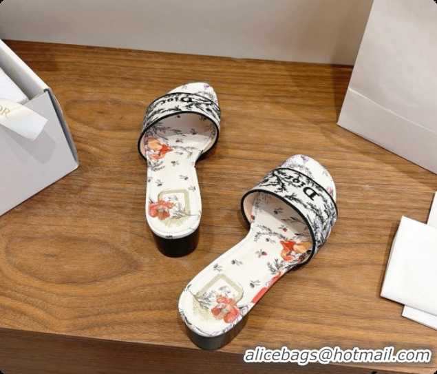 Unique Discount Dior Dway Heeled Slide in Lily Embroidered Cotton D080308 2026