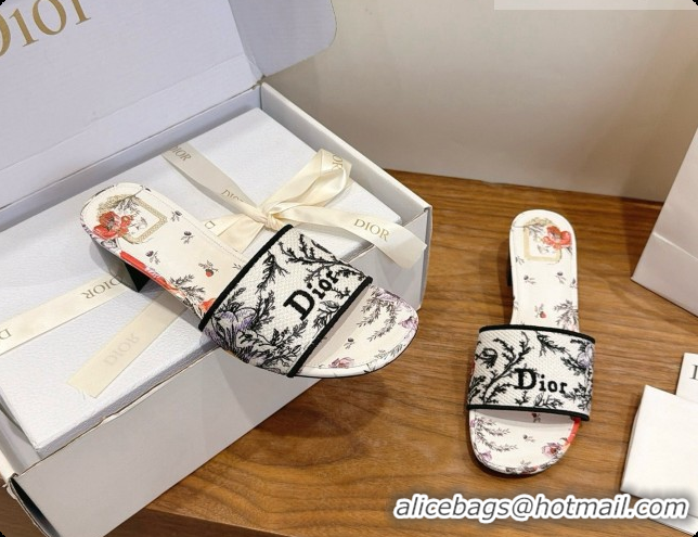 Unique Discount Dior Dway Heeled Slide in Lily Embroidered Cotton D080308 2026