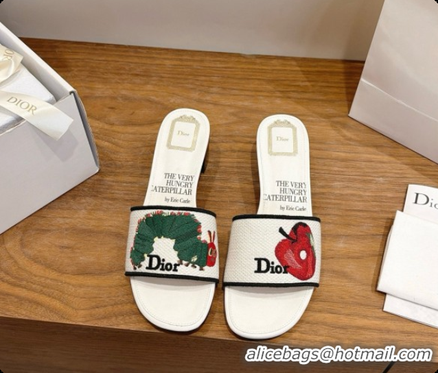 Big Discount Dior Dway Heeled Slide in Apple Embroidered Cotton D080315 2026
