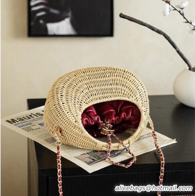 New Fashion Chanel Wicker/Lambskin Bag CH091402 Beige/Burgundy 2026