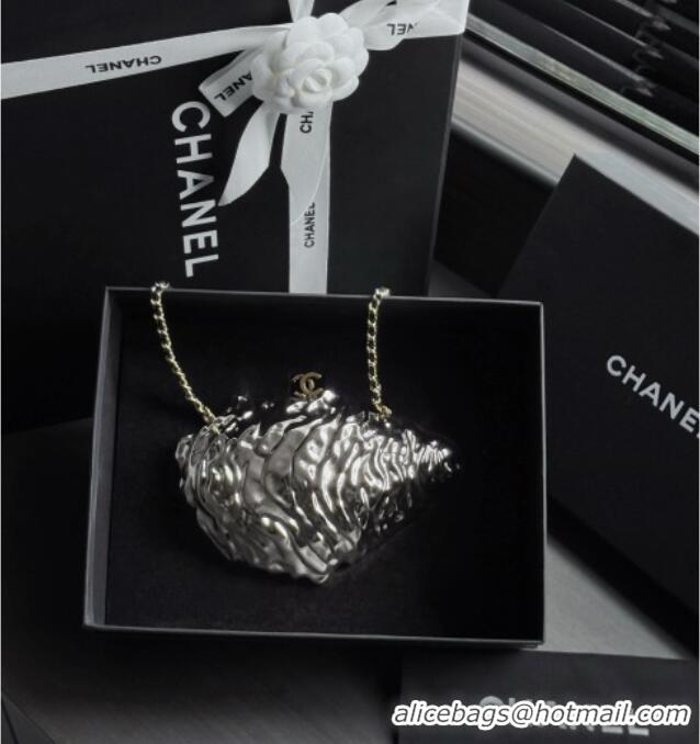 Original Cheap Chanel Oyster Minaudiere AS6437 Silver 2026