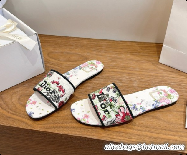 Grade Dior Flat Dway Slide in Lily Embroidered Cotton D080312 2026