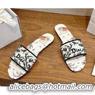 Design Cheap Dior Flat Dway Slide in Lily Embroidered Cotton D080313 2026