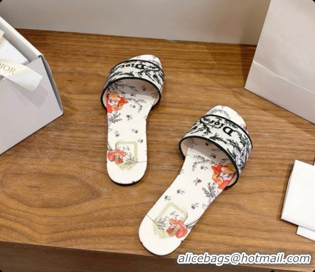 Design Cheap Dior Flat Dway Slide in Lily Embroidered Cotton D080313 2026