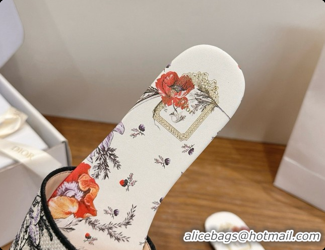 Design Cheap Dior Flat Dway Slide in Lily Embroidered Cotton D080313 2026