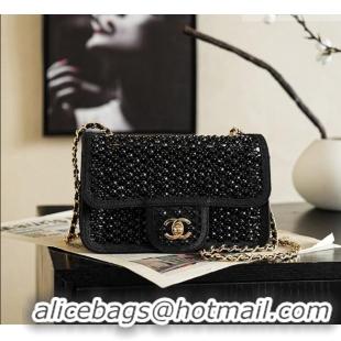 Spot Bulk Chanel Small Flap Bag in Mesh/Strass & Gold-Tone Metal AS6353 Black 2026