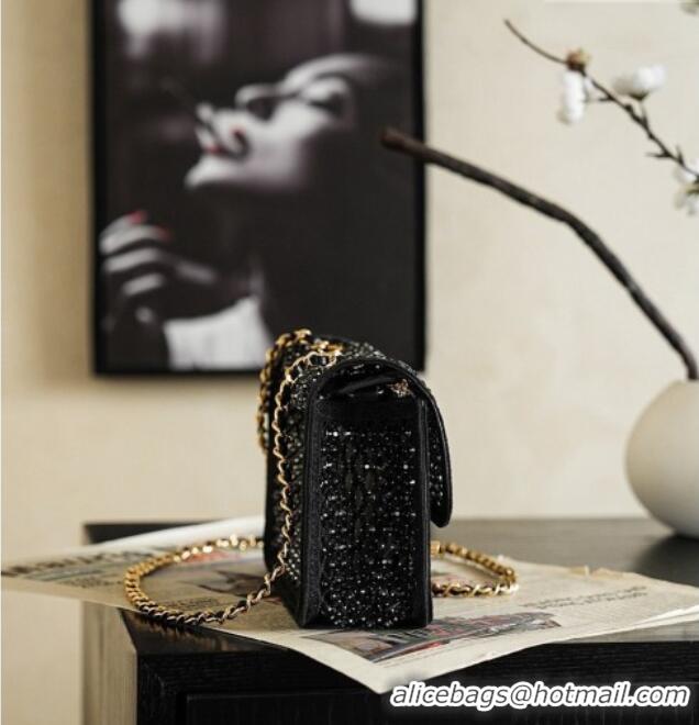 Spot Bulk Chanel Small Flap Bag in Mesh/Strass & Gold-Tone Metal AS6353 Black 2026