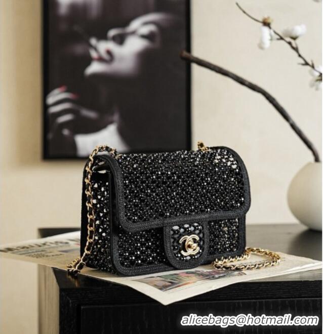 Spot Bulk Chanel Small Flap Bag in Mesh/Strass & Gold-Tone Metal AS6353 Black 2026