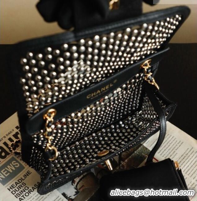Spot Bulk Chanel Small Flap Bag in Mesh/Strass & Gold-Tone Metal AS6353 Black 2026