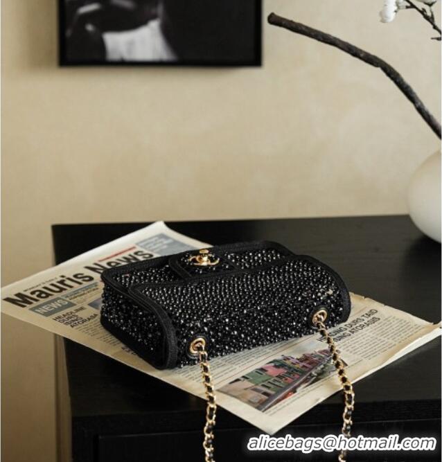 Spot Bulk Chanel Small Flap Bag in Mesh/Strass & Gold-Tone Metal AS6353 Black 2026