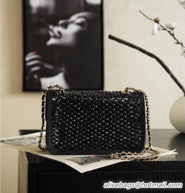 Spot Bulk Chanel Small Flap Bag in Mesh/Strass & Gold-Tone Metal AS6353 Black 2026