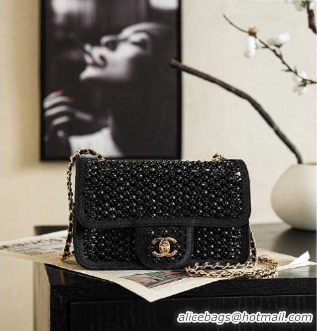 Spot Bulk Chanel Small Flap Bag in Mesh/Strass & Gold-Tone Metal AS6353 Black 2026