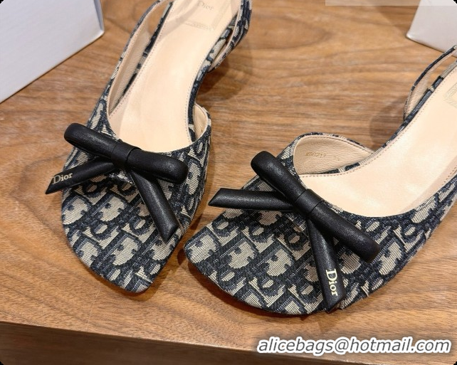 Best Price Dior Bow Heeled Slingback Sandal in Dior Oblique Embroidered Cotton D091035 2026