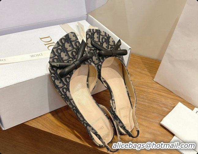 Best Price Dior Bow Heeled Slingback Sandal in Dior Oblique Embroidered Cotton D091035 2026