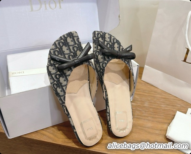 Low Cost Dior Bow Slide Sandal in Dior Oblique Embroidered Cotton D091037 2026