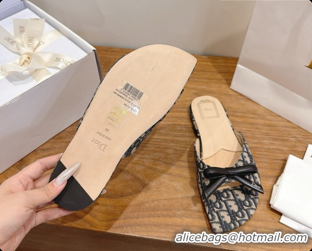 Low Cost Dior Bow Slide Sandal in Dior Oblique Embroidered Cotton D091037 2026