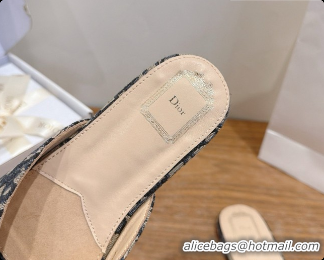 Low Cost Dior Bow Slide Sandal in Dior Oblique Embroidered Cotton D091037 2026