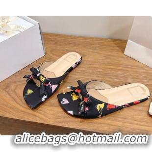 Original Cheap Dior Dioriviera Bow Slide Sandal D091038 Black 2026