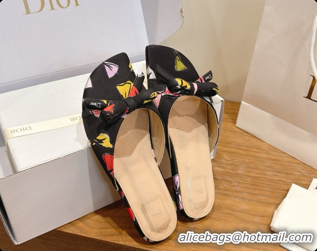 Original Cheap Dior Dioriviera Bow Slide Sandal D091038 Black 2026
