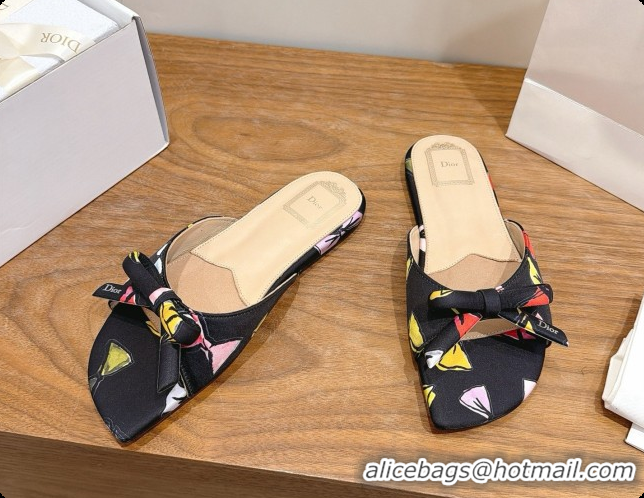 Original Cheap Dior Dioriviera Bow Slide Sandal D091038 Black 2026