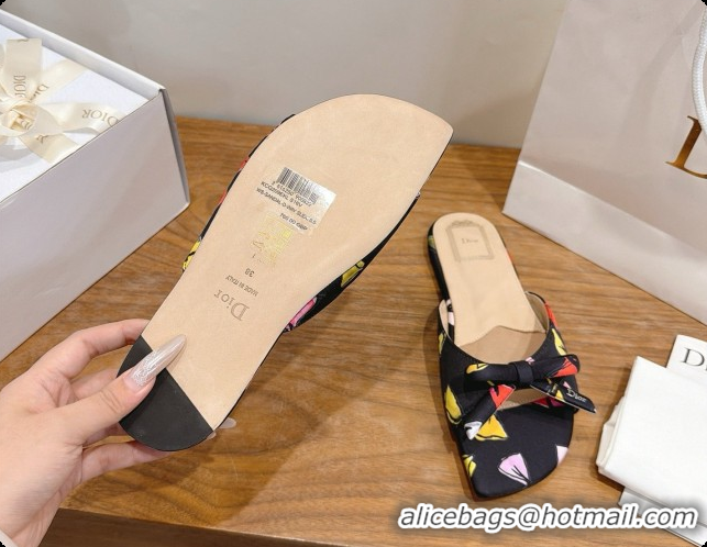 Original Cheap Dior Dioriviera Bow Slide Sandal D091038 Black 2026