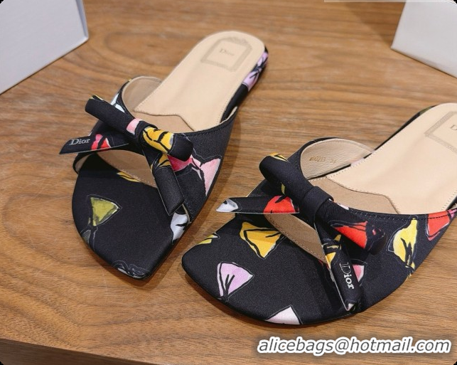 Original Cheap Dior Dioriviera Bow Slide Sandal D091038 Black 2026