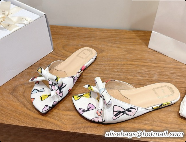 Stylish Dior Dioriviera Bow Slide Sandal D091039 White 2026