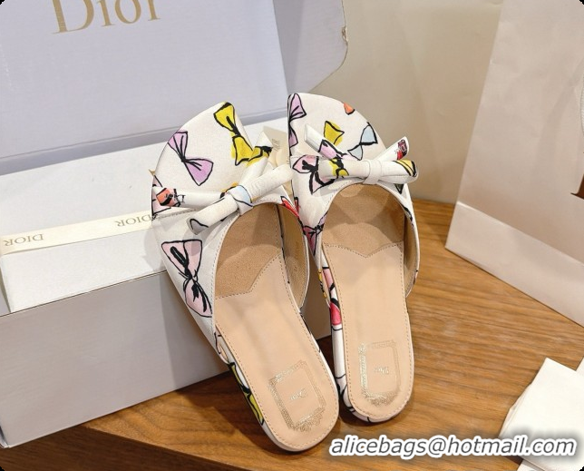 Stylish Dior Dioriviera Bow Slide Sandal D091039 White 2026