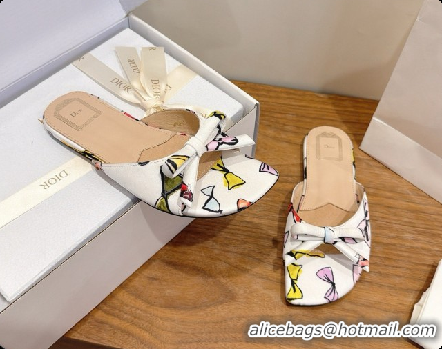 Stylish Dior Dioriviera Bow Slide Sandal D091039 White 2026