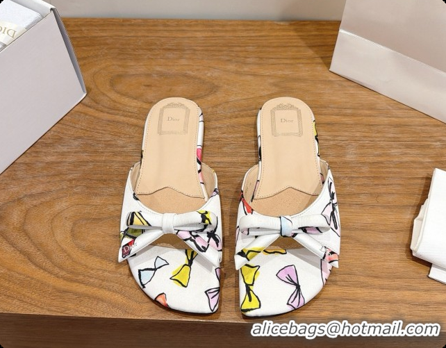 Stylish Dior Dioriviera Bow Slide Sandal D091039 White 2026