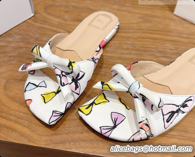 Stylish Dior Dioriviera Bow Slide Sandal D091039 White 2026