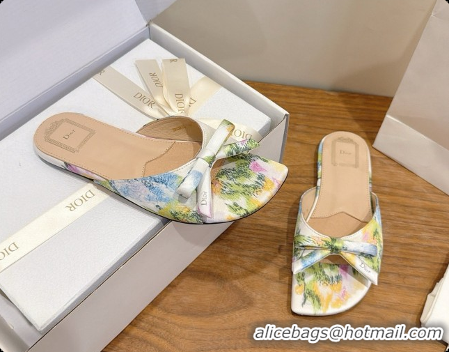 Low Price Dior Dioriviera Bow Slide Sandal D091040 White 2026