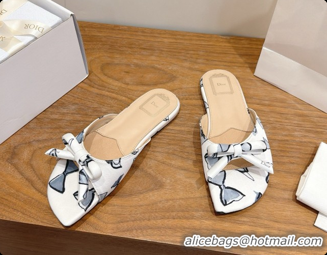 Super Quality Dior Dioriviera Bow Slide Sandal D091041 White 2026
