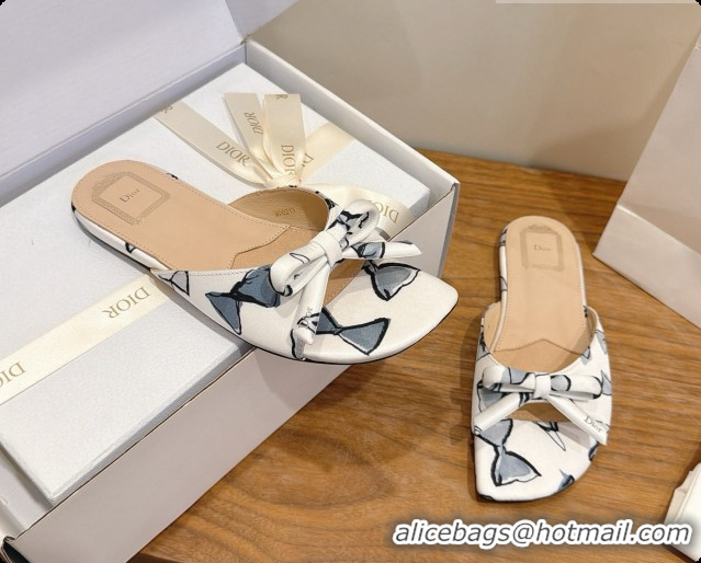 Super Quality Dior Dioriviera Bow Slide Sandal D091041 White 2026