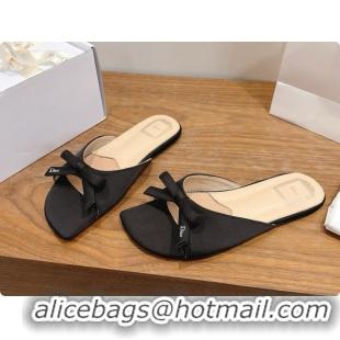 Buy Discount Dior Satin Bow Slide Sandal D091042 Black 2026