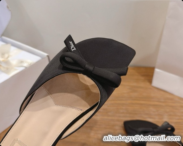 Buy Discount Dior Satin Bow Slide Sandal D091042 Black 2026