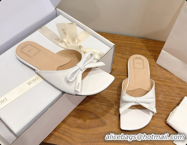 Affordable Price Dior Lambskin Bow Slide Sandal D091045 White 2026