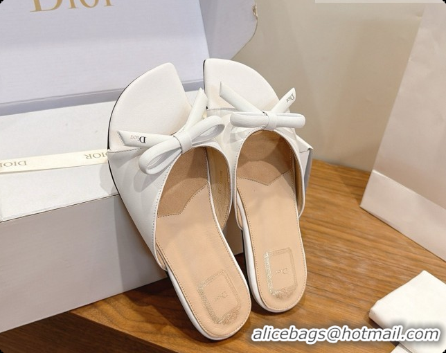 Affordable Price Dior Lambskin Bow Slide Sandal D091045 White 2026