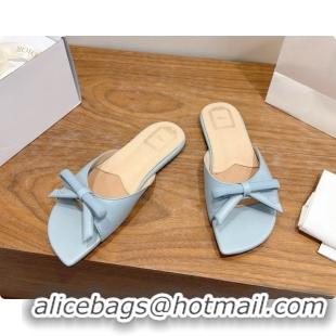 Best Price Dior Lambskin Bow Slide Sandal D091047 Light Blue 2026