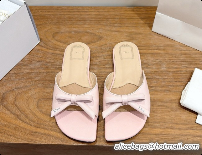 Lowest Cost Dior Lambskin Bow Slide Sandal D091048 Pink 2026