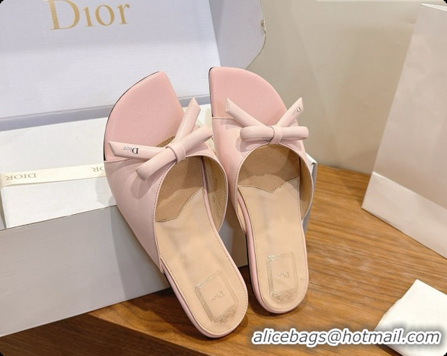 Lowest Cost Dior Lambskin Bow Slide Sandal D091048 Pink 2026