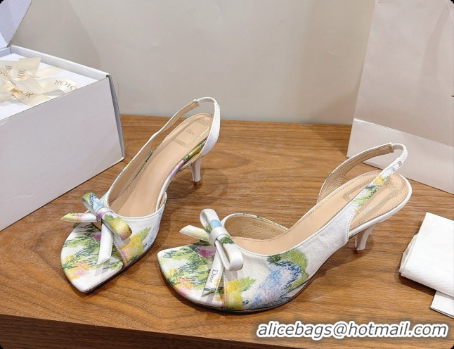 Discount Dior Heeled Slingback Sandal in Satin 7.5cm Heel D091049 White 2026