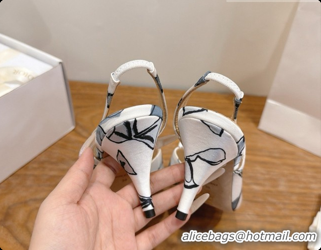Duplicate Dior Heeled Slingback Sandal in Satin 7.5cm Heel D091050 White 2026