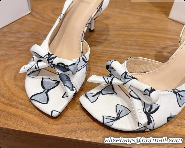 Duplicate Dior Heeled Slingback Sandal in Satin 7.5cm Heel D091050 White 2026