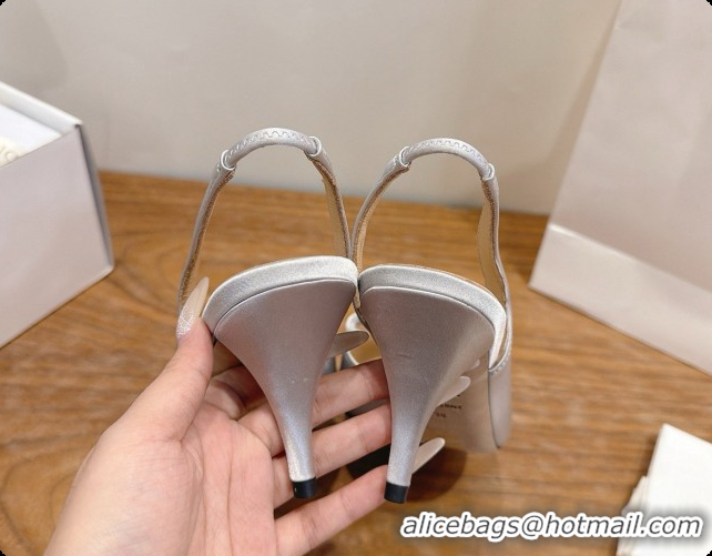 Design Cheap Dior Heeled Slingback Sandal in Satin 7.5cm Heel D091054 Grey 2026