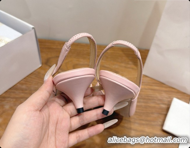 Super Quality Dior Heeled Slingback Sandal in Lambskin 3.5cm Heel D091062 Pink 2026