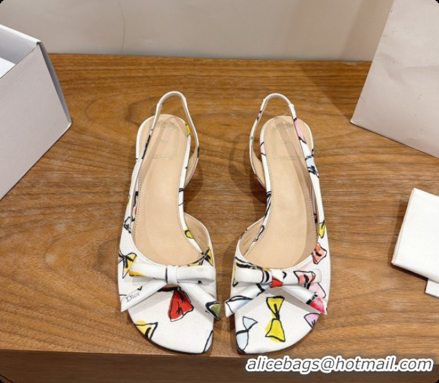 Good Taste Dior Dioriviera Heeled Slingback Sandal in Satin 3.5cm Heel D091064 White 2026